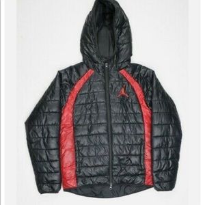 Jordon Red And Black hoodie puffer jacket for boys  zipper closure preowned SZ M